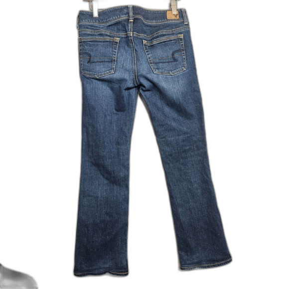 American Eagle Low Rise Mock Bootcut Med Wash Western Kick Jeans 5 Cowboy Sz 8 - Picture 3 of 6